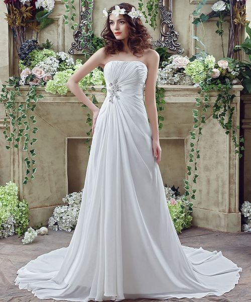 

plus size simple white chiffon dresses ruffle sweetheart a line long wedding party bride dresses for women wedding dresses gowns