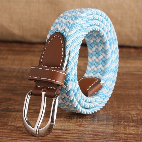 

8jee9 women's narrow 2.5cm elastic versatile buckle multicolor optional women's narrow 2.5cm elastic canvas versatile pin buckle m, Black;brown