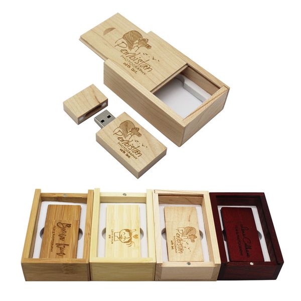 

wholesale custom made logo wooden usb flash drive 32gb pendrive 4gb 8gb 16gb 32gb memory stick pgraphy gifts u disk with wood box