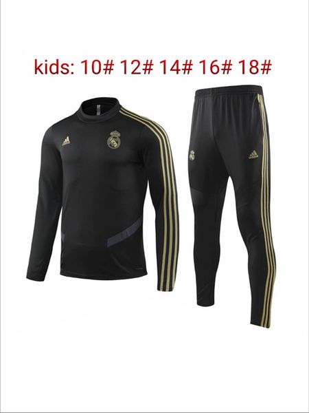 

18 19 20 paris real madrid ronaldo rome ajax 2019 children's football training sportswear clothes jogging barcelona messi flamenco mars, Black