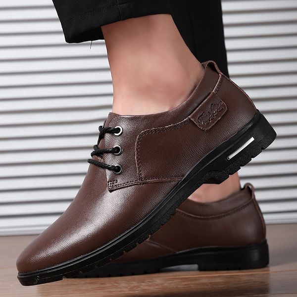 

fashion men casual shoes classic genuine leather flats male formal oxford dress shoe zapatos hombre plus size 38-56, Black