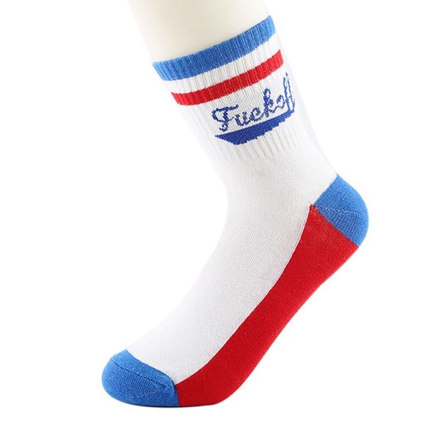 

sports socks women men word printed cotton blend lightweight anti-sweat hosiery footwear lovers mid-long socks, Black