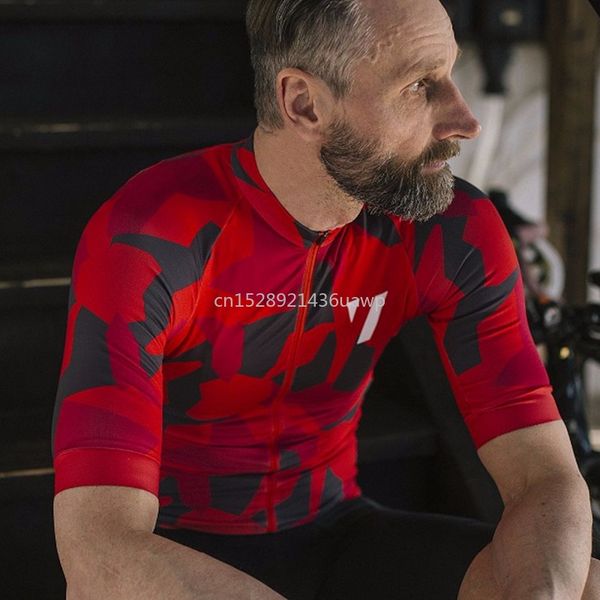 

void camouflage cycling short sleeves cycling jerseys summer style for men mtb ropa ciclismo quick dry compressed bike wear, Black;red