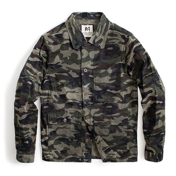 

2019 american vintage camouflage heavy wax jacket men's camo waxed canvas cotton jacket work trucker, Black;brown