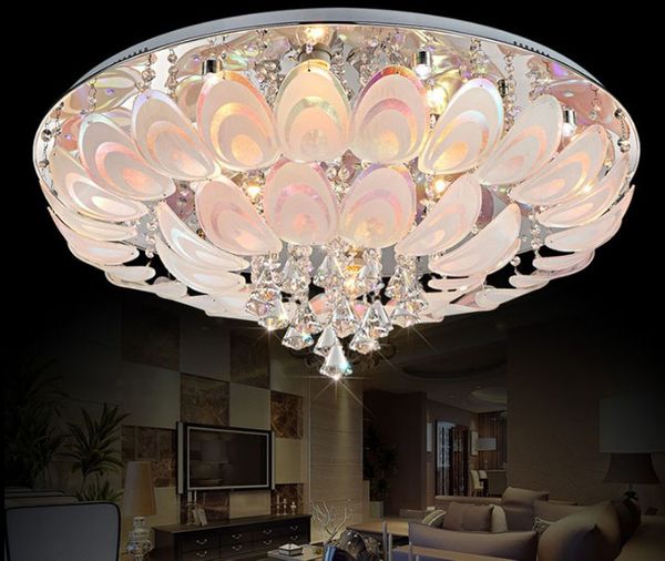 2018 Peacock Round Crystal Ceiling Light For Living Room Indoor