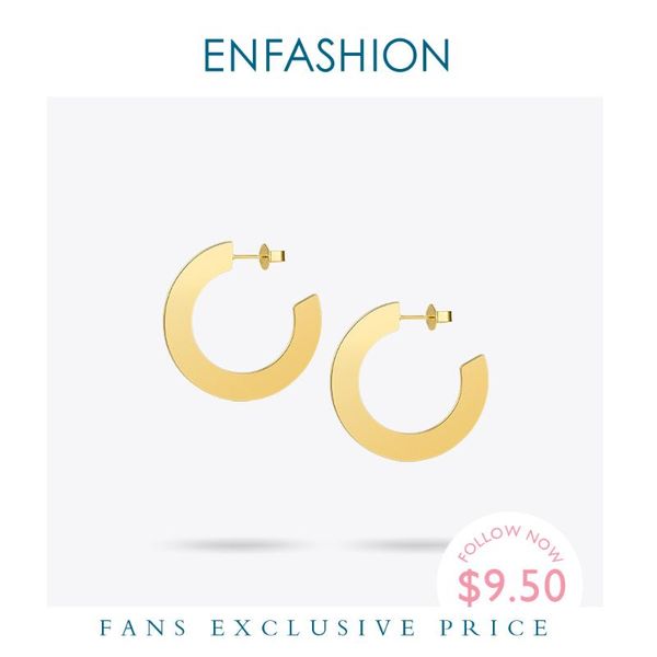 

enfashion shiny big hoop earrings gold color earings stainless steel circle earrings for women jewelry oorbellen eef1018, Golden;silver