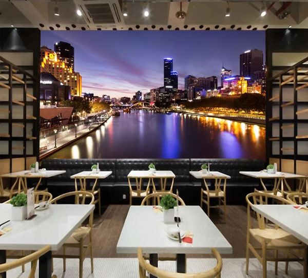 

city night glow sunset hd mural tv background wall modern living room wallpapers