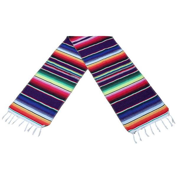

mexican serape table runner fringe cotton tablecloth fiesta party dinner decor table cloth