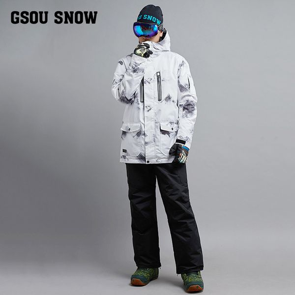 

30 degree super warm gsou snow men ski suit winter jacket pant skiing snowboard thicken hooded male clothing trouser sport suit