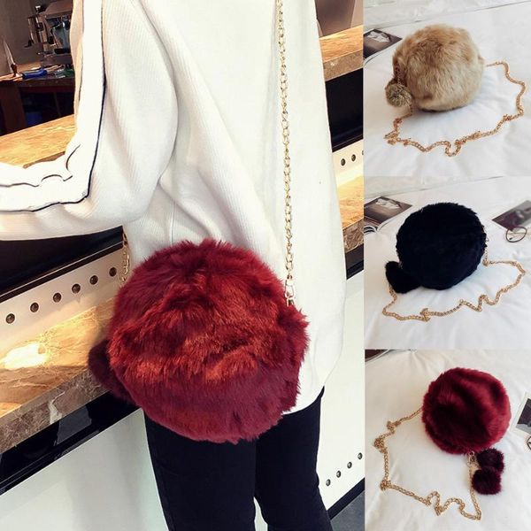 

women bags hairball solid color plush vintage totes handbags shoulder bags leather purses handbags bolsa feminina 2.21