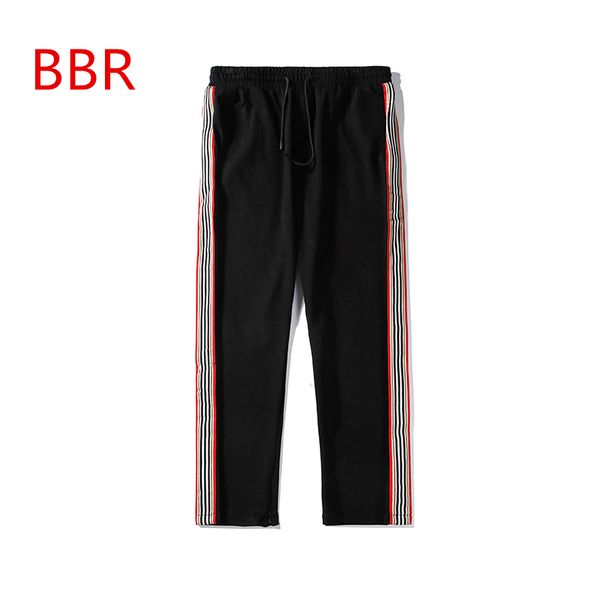 

2020 designer new bbr mens pants luxury loose drawstring sport pants casual nine points sweatpants europe and america, Black
