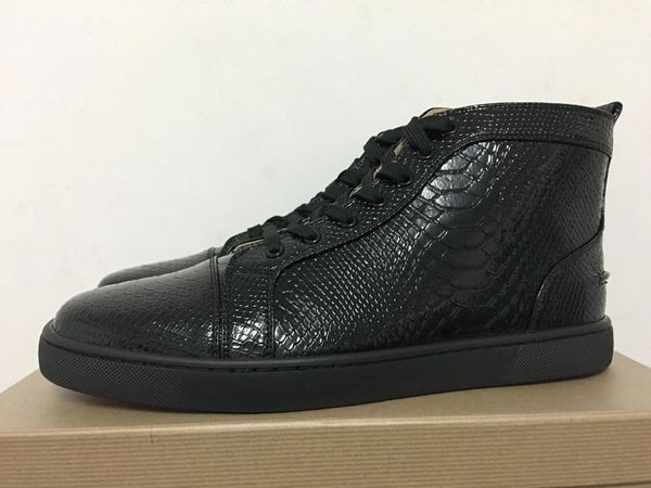 

snakeskin python skate sneakers men women black leather luxury designer shoes high new flats mens womens red bottom casual shoes man
