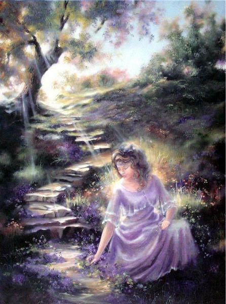 

thomas kinkade marty bell where violets grow home decor handpainted &hd print oil painting on canvas wall art canvas pictures 200130