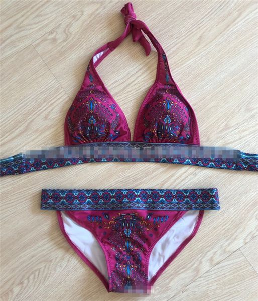 

the new ladies' fission swimsuit classic national printing bathing suit two-piece lace-up set swimwear bikini