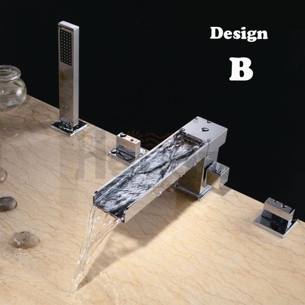 

High-end quality bathroom double function deck-mounted bathtub waterfall faucet bright polished shower mixer 3 designs choose