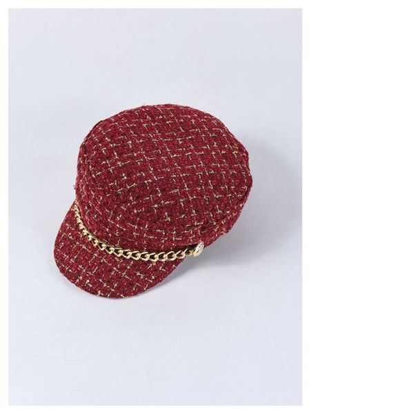 

fashion-baseball cap women small sweet wind knitting flat cap rope newsboy tweed plaid girls fashion beret hats, Blue;gray