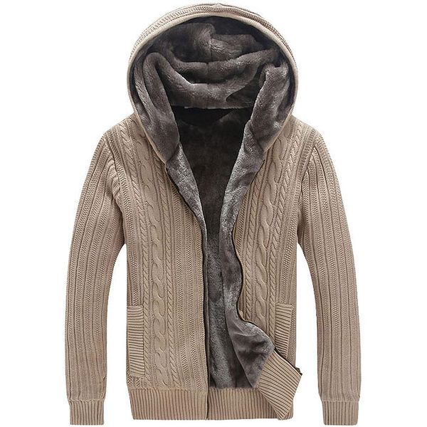 

winter warm thick mens sweaters / casual faux fur lining knitted sweater coat men designer hooded cardigans big size to 5xl ing, White;black