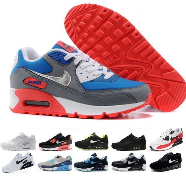 

2019 air cushion 90 casual running shoes black white red 90 men women sneakers classic air90 trainer outdoor sports shoe