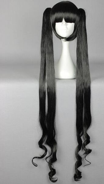 Free Shippin Unique Long Straight Black Split Type Hesti Cosplay Wig With Ponytails Anime Wig Wigs Caps Wigs Cap From Cosplay Wigs 33 15