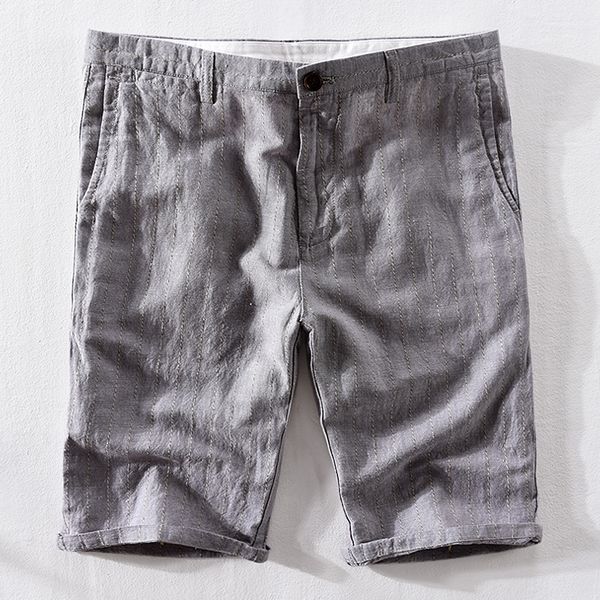 

2018 new summer beach shorts men brand linen striped casual mens short puls size 40 cotton fashion shorts male pantalones, White;black