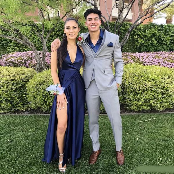 

handsome sliver gray three pieces men's suits set two buttons notched lapel prom tuxedos young boy jacket +pants+vest, Black;gray