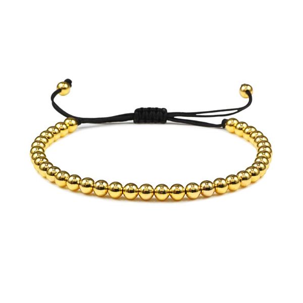 

fashion simple ball bracelet men unique charms jewelry 4mm copper beads men's bracelets handmade pulsera hombre joyas, Black