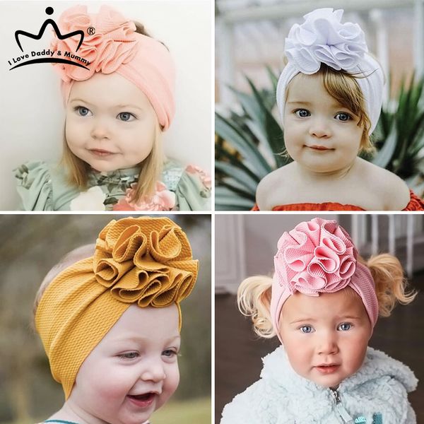 

lovely baby girl headbands flower wide elastic newborn hairband solid color baby turban hair band accessories, Slivery;white