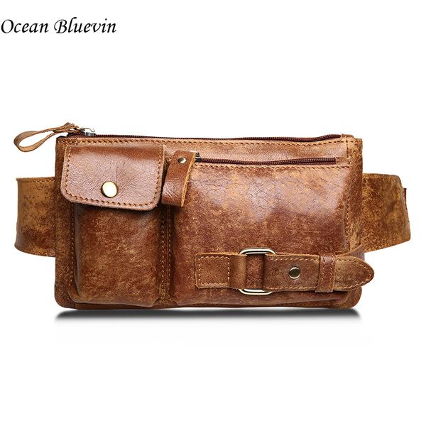 

genuine leather waist bag bumbag fashion belt bags male fanny pack small waist pack man crossbody shoulder bag