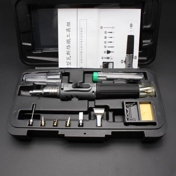 

10in1 hs-1115k gas soldering iron butane cordless welding torch kit ignition butane gas soldering iron