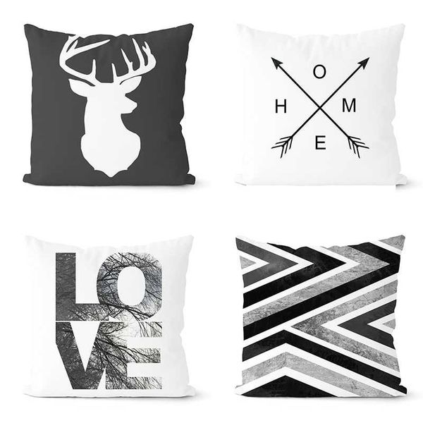 

4pcs black and white cushion cover polyester geometry pillow cover decorative pillows home decoration throw pillowcase pillow case