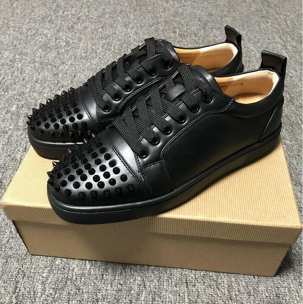

designer sneakers low cut spikes flats shoes red bottom black for men and women leather sneakers party designer shoes with box size:35-47