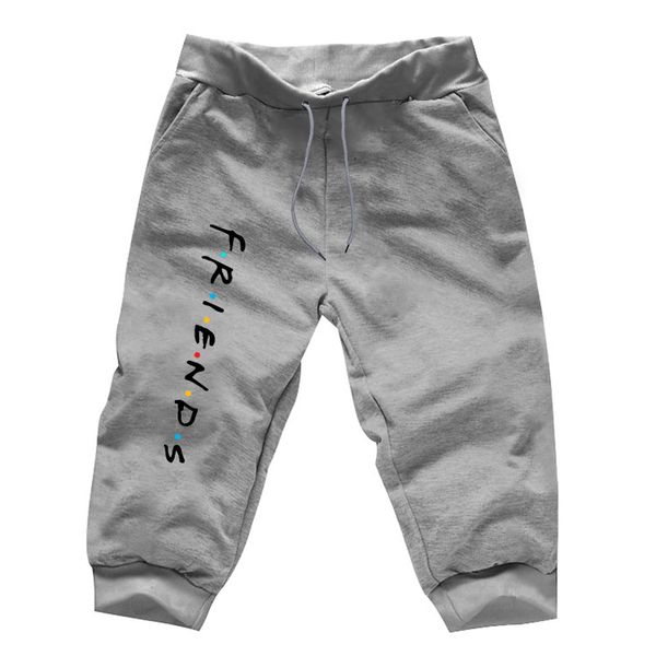 

summer baggy 7 minutes of trousers boys calf-length pants men's fashion fitness joggers workout trousers harajuku sports pants, Black
