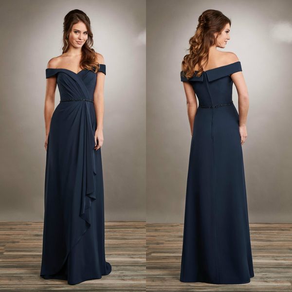 

2020 elegant mother of the bride dresses dark blue off shoulder lace chiffon evening gowns floor length plus size wedding guest dress, Black;red