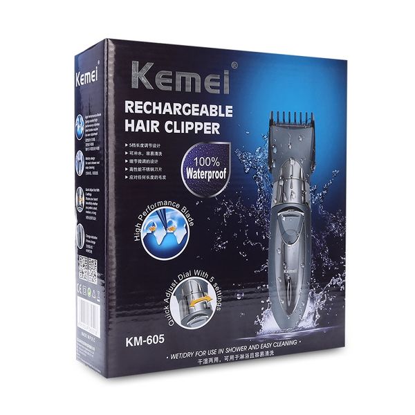 

kemei cordless hair clipper waterproof men cutting machine rechargeable electric trimmer with limit cimbs 100-240v 35d