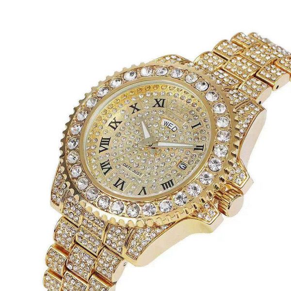 

fashion bussiness silver diamond watch stainless steel diamonds watch luxury gift for dropshipping male clock ing, Slivery;brown