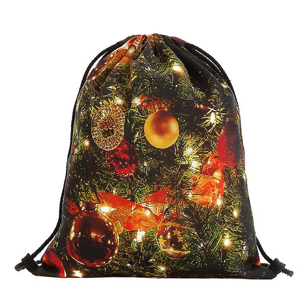 

christmas candy gift bag bundle pocket santa claus snowman printed bags draw string backpack backpack worek plecak sznurek #y2