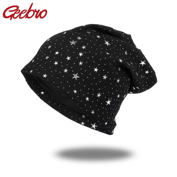 

geebro fashion women's star beanies hat spring cotton slouchy beanie for women ladies comfortable skullies hats bonnets cap, Blue;gray