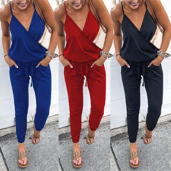

3w # женщина карман с плечом v шеи без рукавов rompers комбинезона rompers женщин легкого костюма с шортами комбинезон женщины летом комбине, Black;white