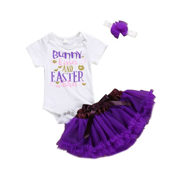 

my 1st easter newborn baby girl clothes set baby summer short sleeve romper cake smash mesh lace tutu skirt outfits 3pcs, White