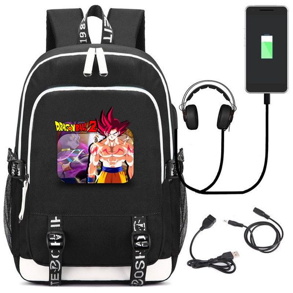 

z battle of gods school backpack kakarotto anime bags usb shoulder laptravel bags