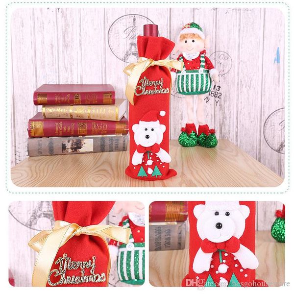 Red Wine Bottle Bags Christmas Decoration Santa Claus Christmas