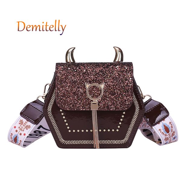 

fashionable women's sequined shoulder bag cute sequined devil patent leather women's wallet handbag crossbody mini bag tote