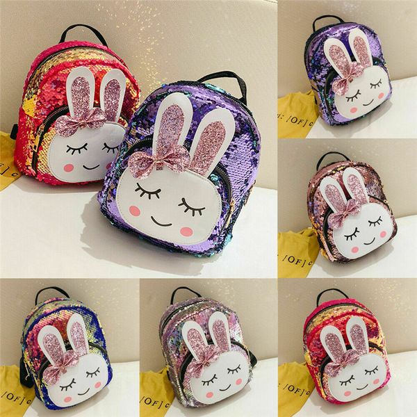 

noenname 2019 new baby cartoon sequin shoulder bag kindergarten schoolbag kids toddler cute plush school backpack