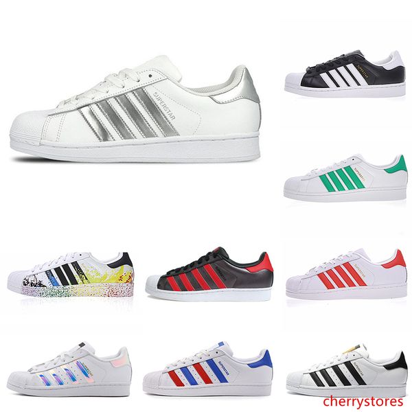 

size 36-45 original superstar white hologram iridescent junior superstars casual shoes super star women men women leather fashion shoe