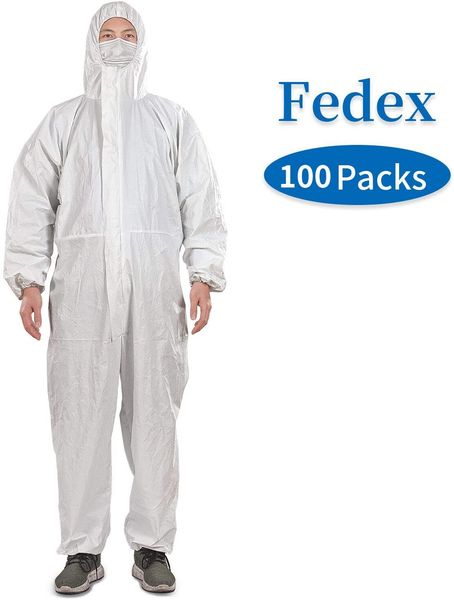 

in stock white protective coverall, disposable, thickened anti - static,adjustable elastic cuffs.high-quality non-woven material(100packs