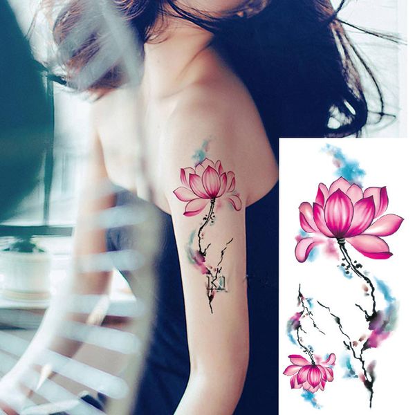 

2017 waterproof temporary tattoos stickers romantic dark rose flowers flash fenna tattoos fake body art tattoo sleeve