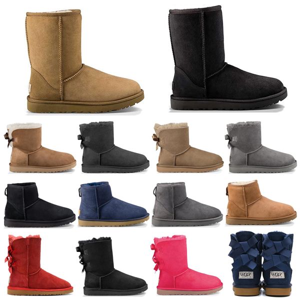 

hotsale boots модельер женщины лодыжки зимние сапоги австралия коричневые высокие bailey bowknot женские работы снег над коленом бедра сапог, White;red