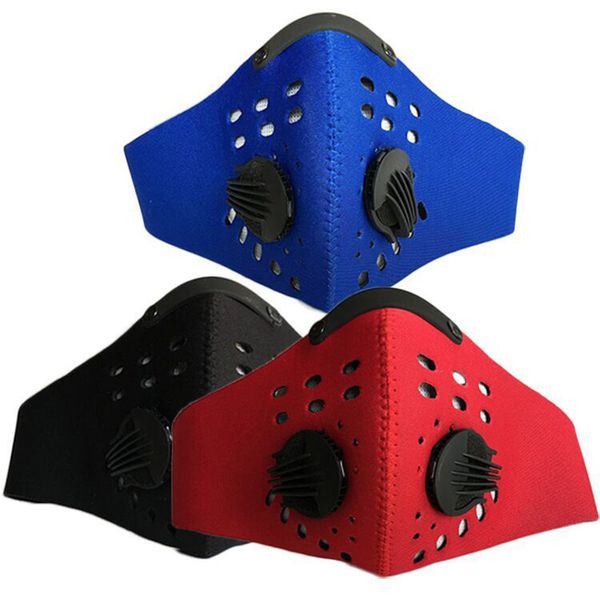 

anti-dust pm 2.5 dust mask air valve anti pollution mask anti-fog activated carbon filter outdoor sport bike face mask, Black