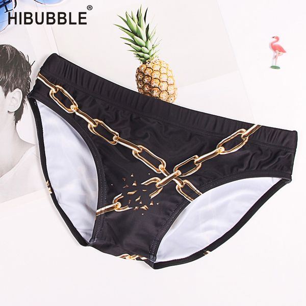 

2018 swimwear men low waist swimsuit brief men swimwear chain shorts boxers patchwork men's swimming trunks for bathing