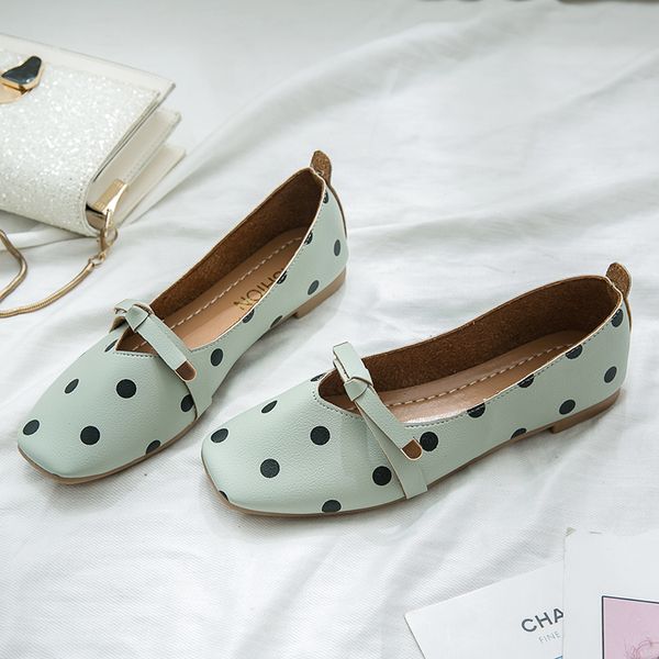 

fashion polka dot pattern solid color flat shoes women round toe spring and autumn must-have elegant charm style w33-14, Black